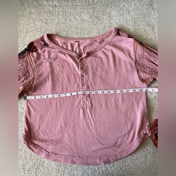 Free People Light Magic Henley Top Pink Cream S - Picture 3 of 9